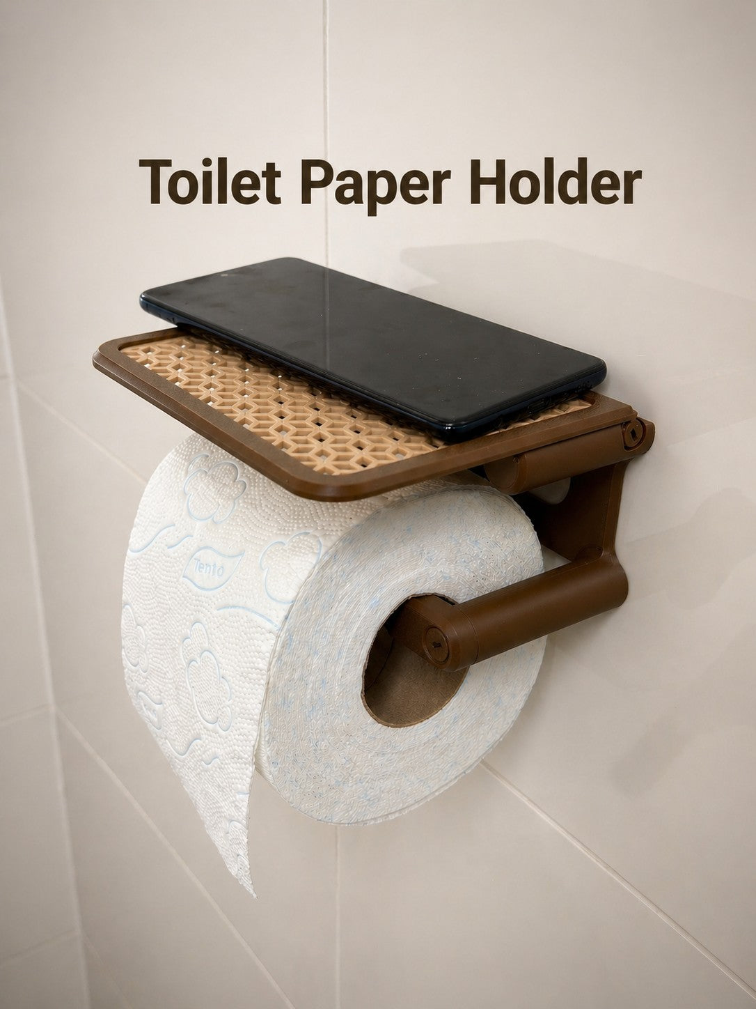 Toiletrolhouder met klepje en plankje