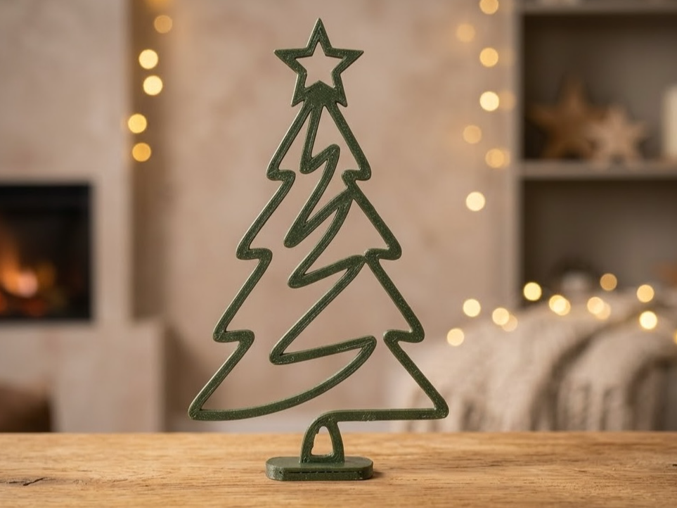 Minimalistisch kerstboomfiguurtje met ster en standaard