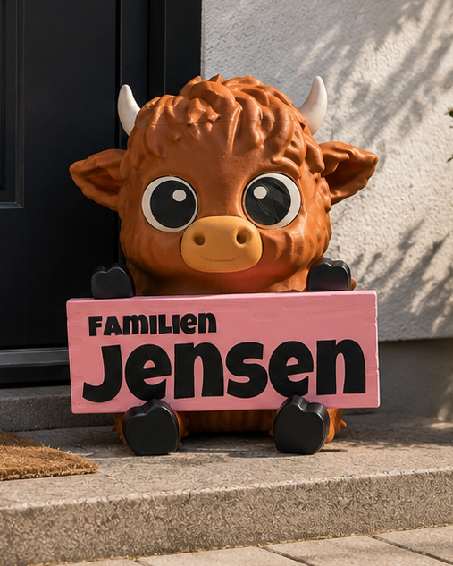 Welkomstbord met Schotse hooglander – gepersonaliseerd bord voor de deur