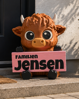 Welkomstbord met Schotse hooglander – gepersonaliseerd bord voor de deur