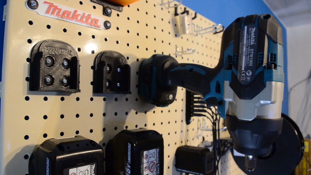 Houder voor Makita 18 V-gereedschap voor een 1"-gaatjesbord