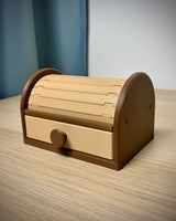 Tambour-organizerbox met rolluik – vintage opberging voor het bureau