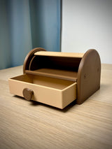 Tambour-organizerbox met rolluik – vintage opberging voor het bureau