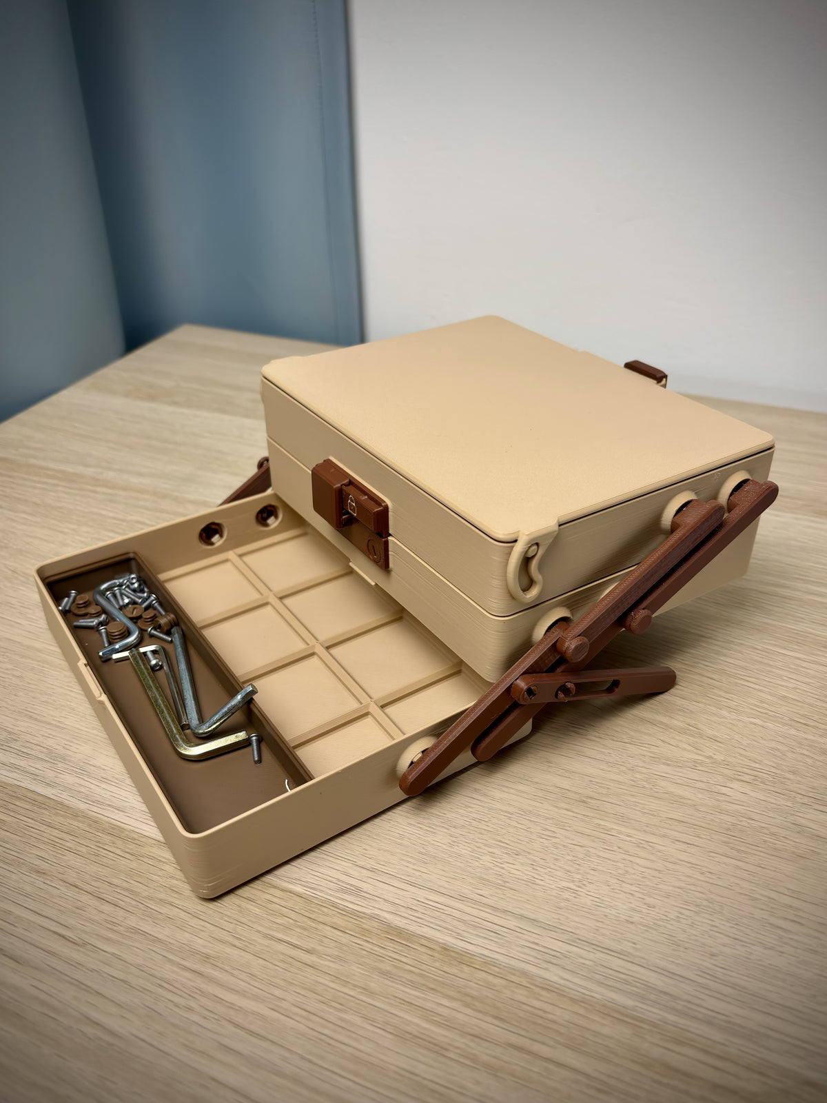 Kantelbox met schuifslot – Gridfinity 4×3 opbergsysteem
