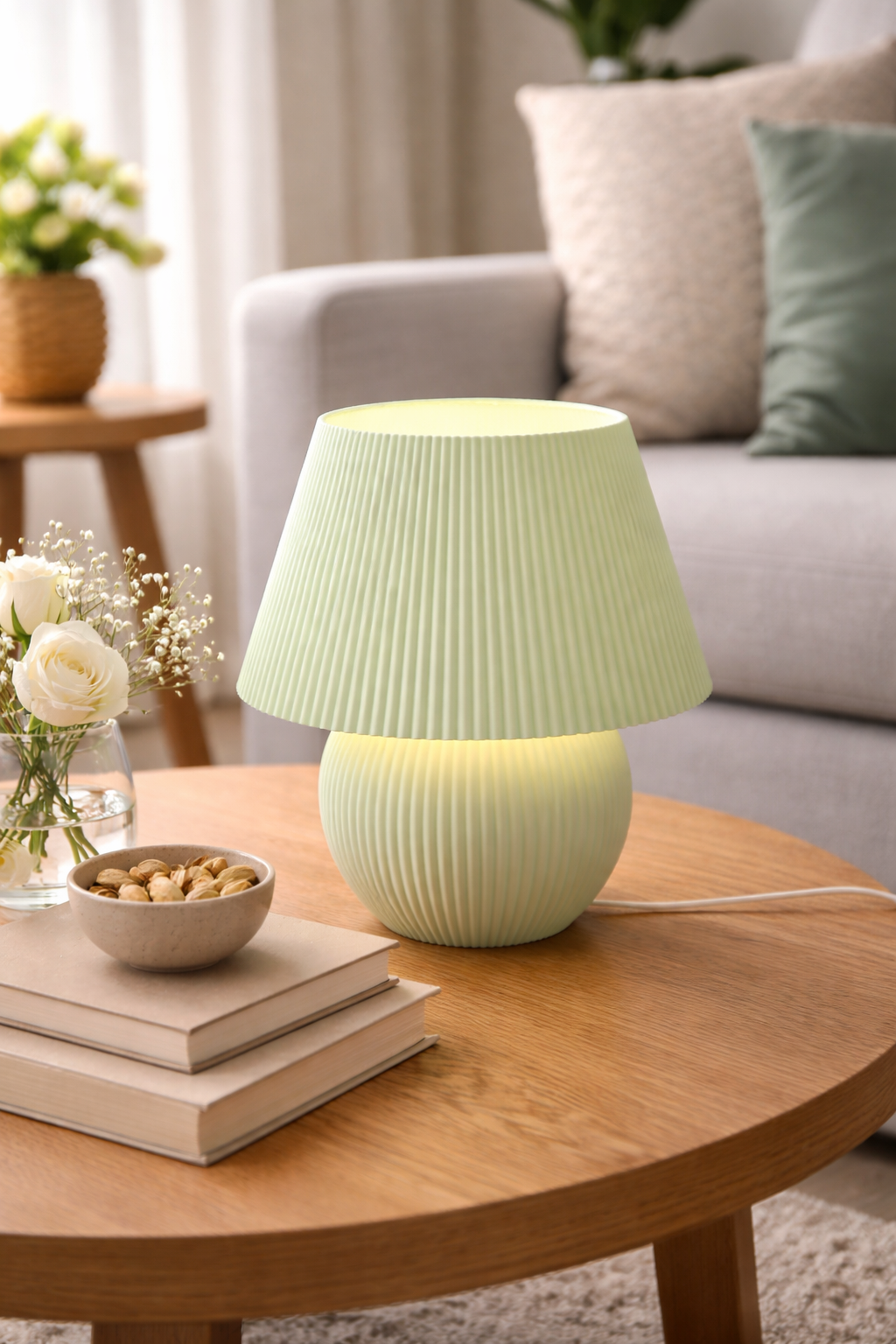 Lamp die in verschillende RGB-kleuren oplicht, met instelbare helderheid