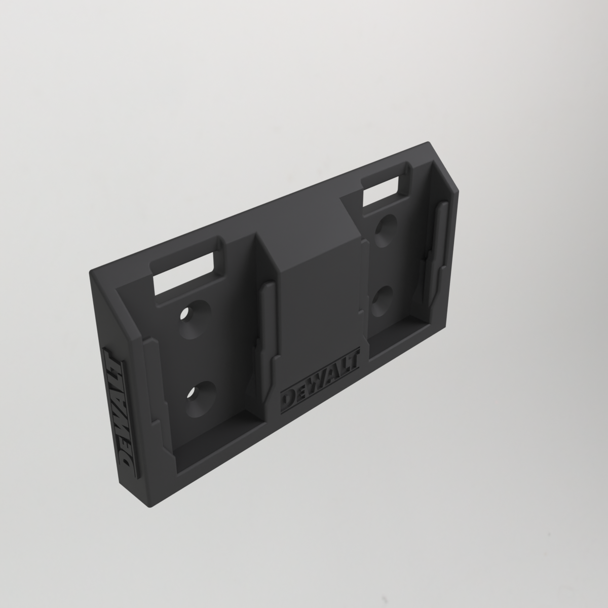 Wandhouder voor twee DeWalt 18V-batterijen met logo