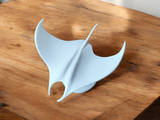Wit mantarogbeeld van bovenaf gezien met elegant gespreide vinnen