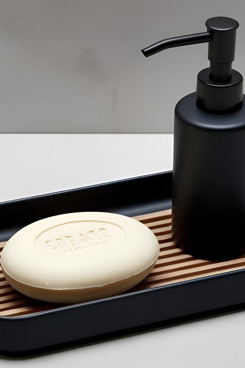 Modern minimalistisch zeepbakje met geïntegreerd lekbakje van bovenaf gezien