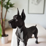 Close-up van de hoekige vlakken van de low-poly Deense dog