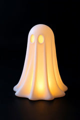 Witte halloween-spookdecoratie met led-theelichtje dat zacht oplicht