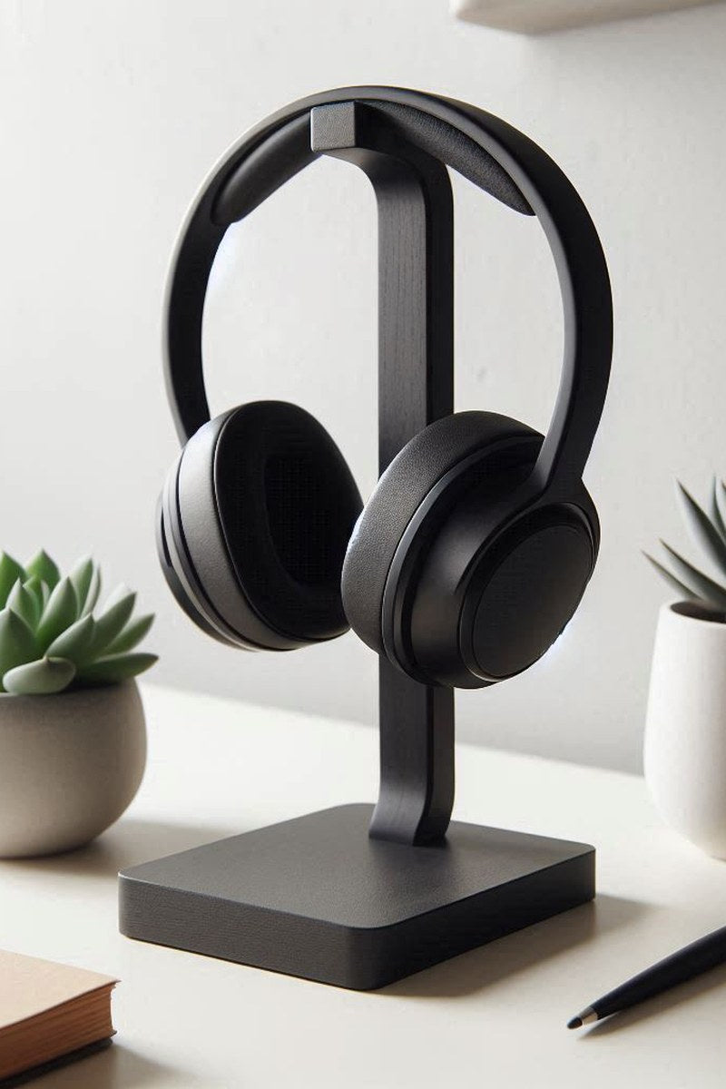 Wellraiser-koptelefoonstandaard in minimalistisch verticaal ontwerp met strakke lijnen
