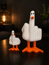 Duck You-figuur in wit – formaatvergelijking 14 cm en 25 cm