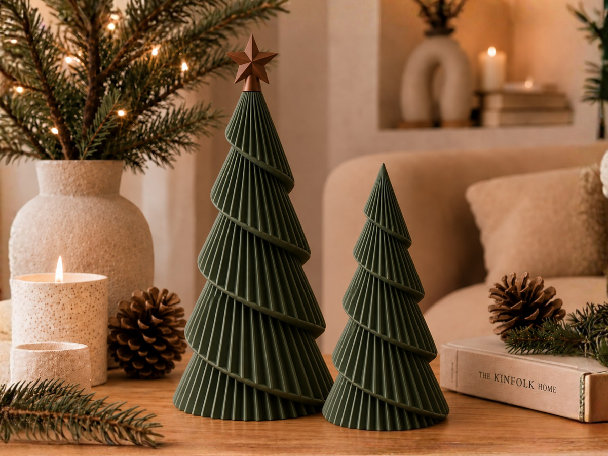 Kerstboomfiguur met ster – spiraalkerstboom in Scandinavische stijl