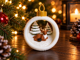 Kerstbal met beertje en kerstboom