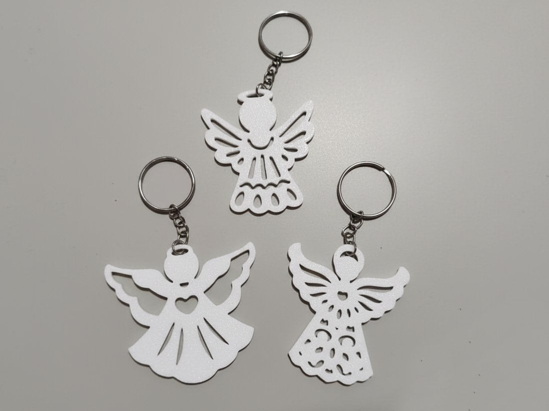 Drie engelenhangers voor sleutelhanger of kerstboom