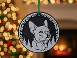 Kerstboomversiering met Franse bulldog als silhouet