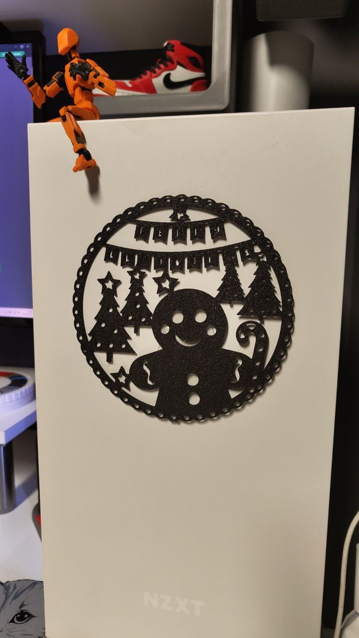 Peperkoekmannetje als silhouet, kerstdecoratie voor aan de muur