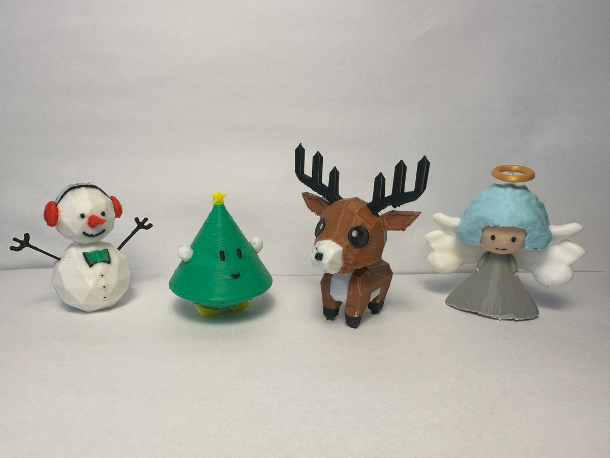 Kerstfigurenset met sneeuwpop, kerstboom, rendier en engel