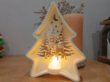 Kerstboom-theelichthouder met bosscene en rendieren