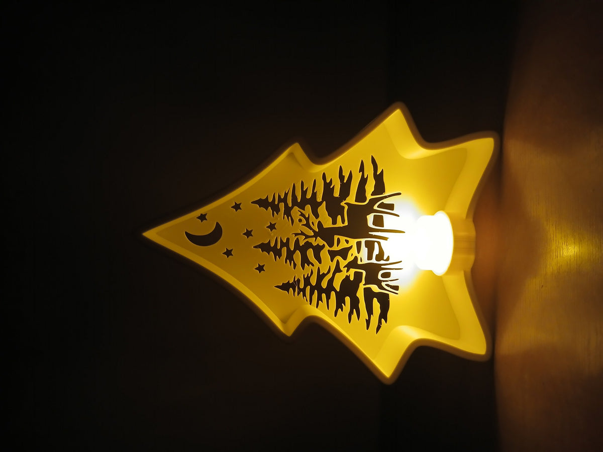 Kerstboom-theelichthouder met bosscene en rendieren
