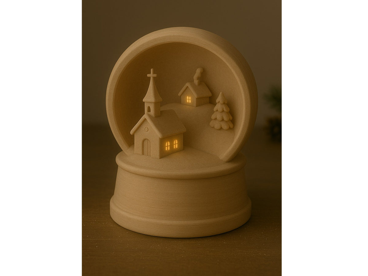 Kersthuisje voor theelichtje – winterdorp met kerk