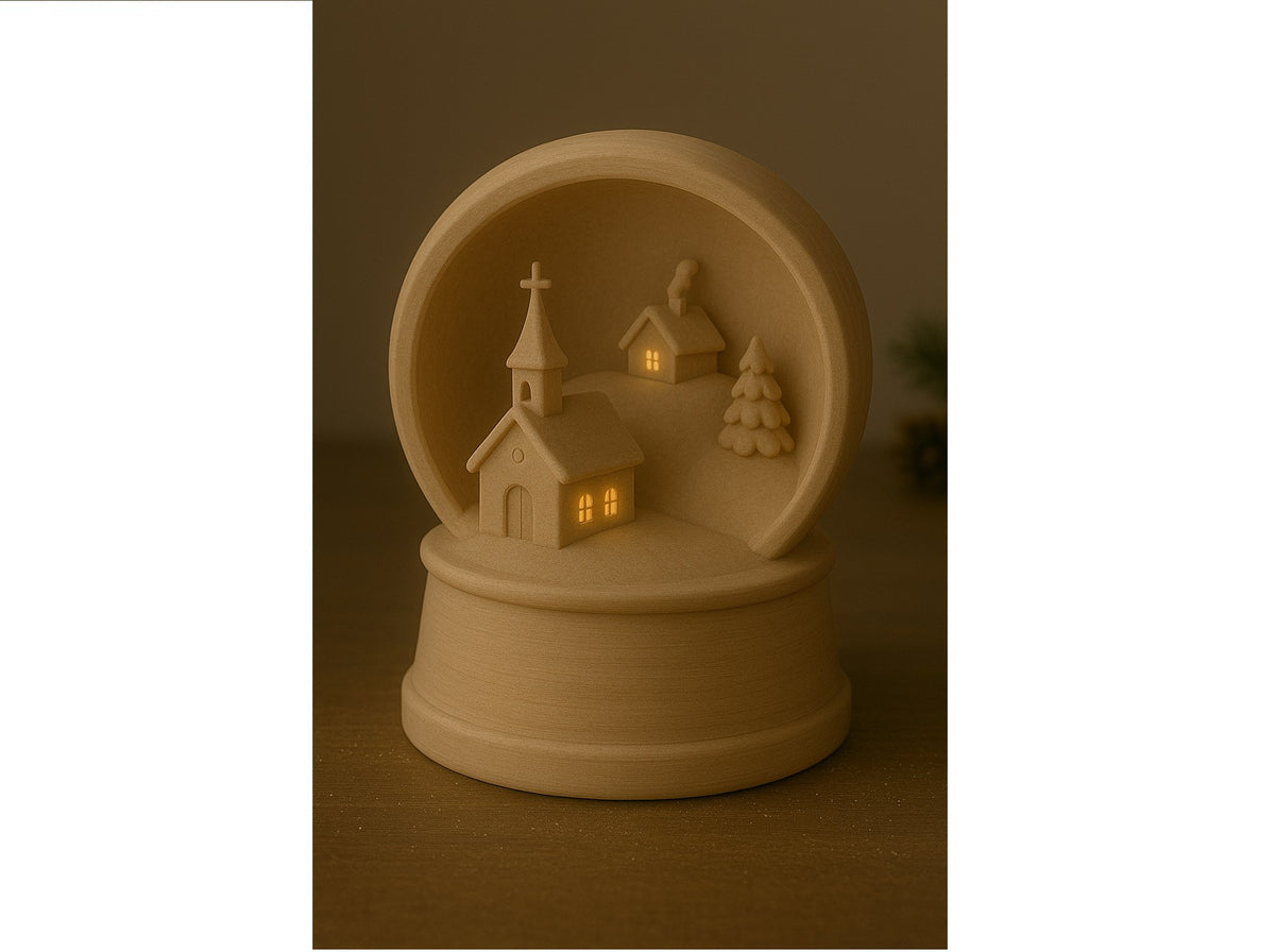 Kersthuisje voor theelichtje – winterdorp met kerk