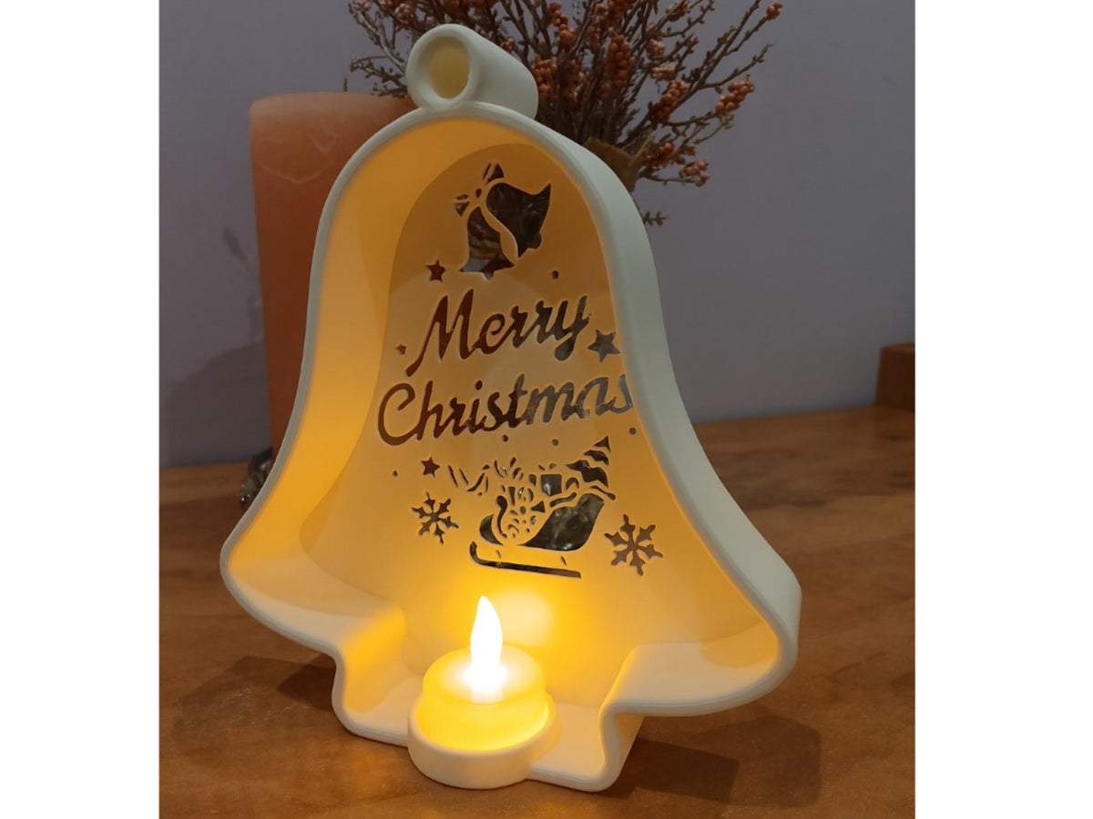 Kerstklok met uitsparingen en led-theelichtje
