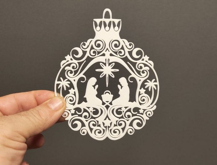 Kerstbal met kerststalmotief