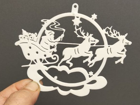 Platte kerstbal met de kerstman