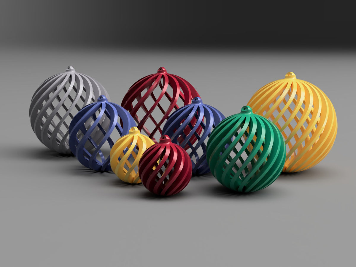 Kerstballen met ribbels in drie maten