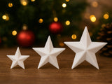 Drie kerststerren in de maten 3, 4 en 5 cm