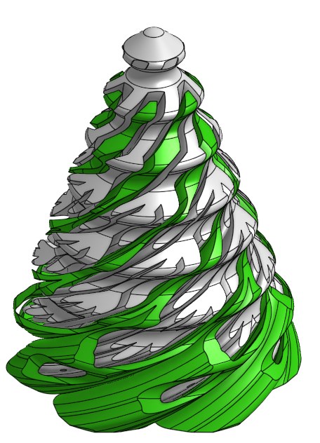 Spiraalvormige kerstboom-fidget in de vorm van sneeuwvlok en kerstboom