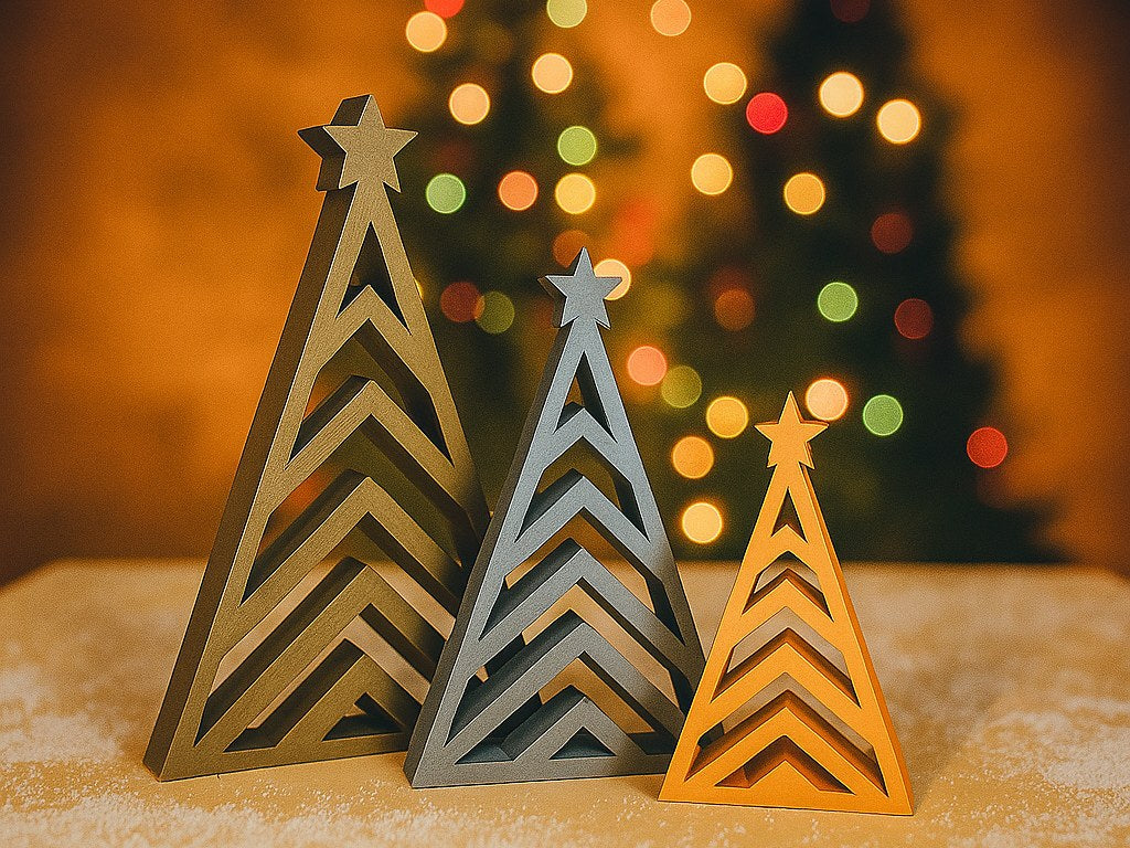 Kerstboomfiguur in geometrisch design, 3 maten