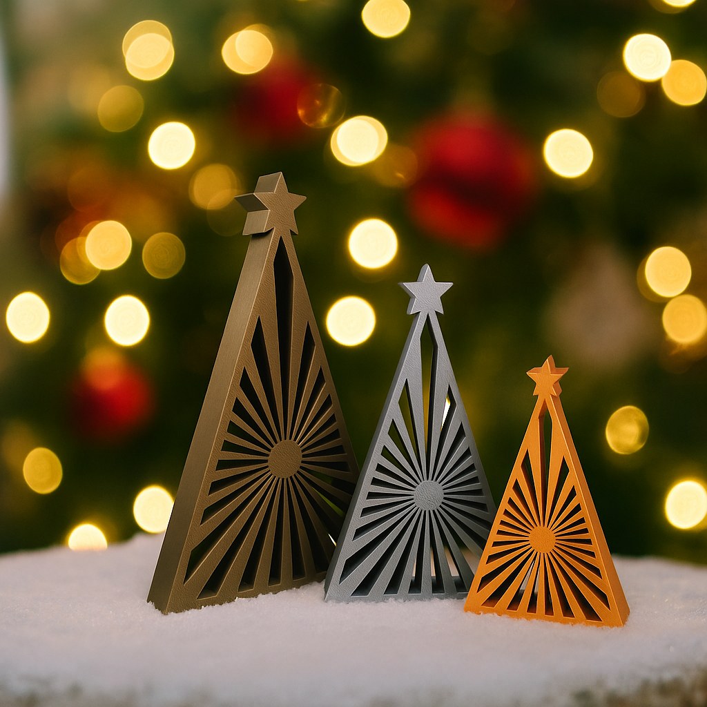 Kerstboomfiguur in geometrisch design, 3 maten