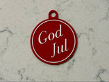 Elegante kerstboomversiering met de tekst God Jul