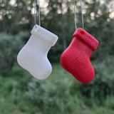 Kleine kerstsok als kerstboomversiering met ophanglusje