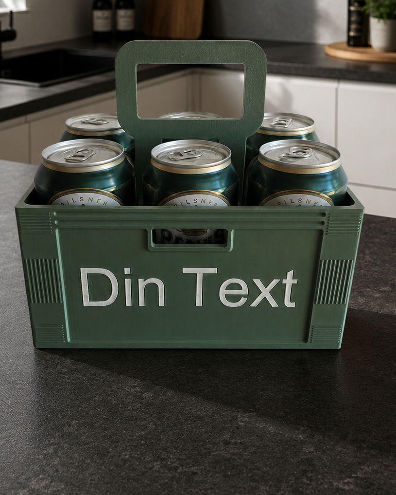 Bierkrat met eigen tekst – cadeaukrat voor 6 blikjes met handvat