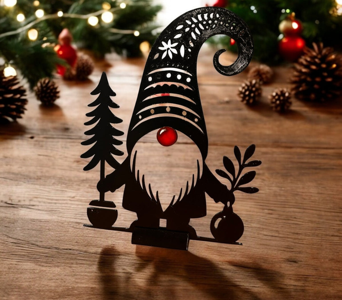 Plat kerstkabouterfiguurtje met voet