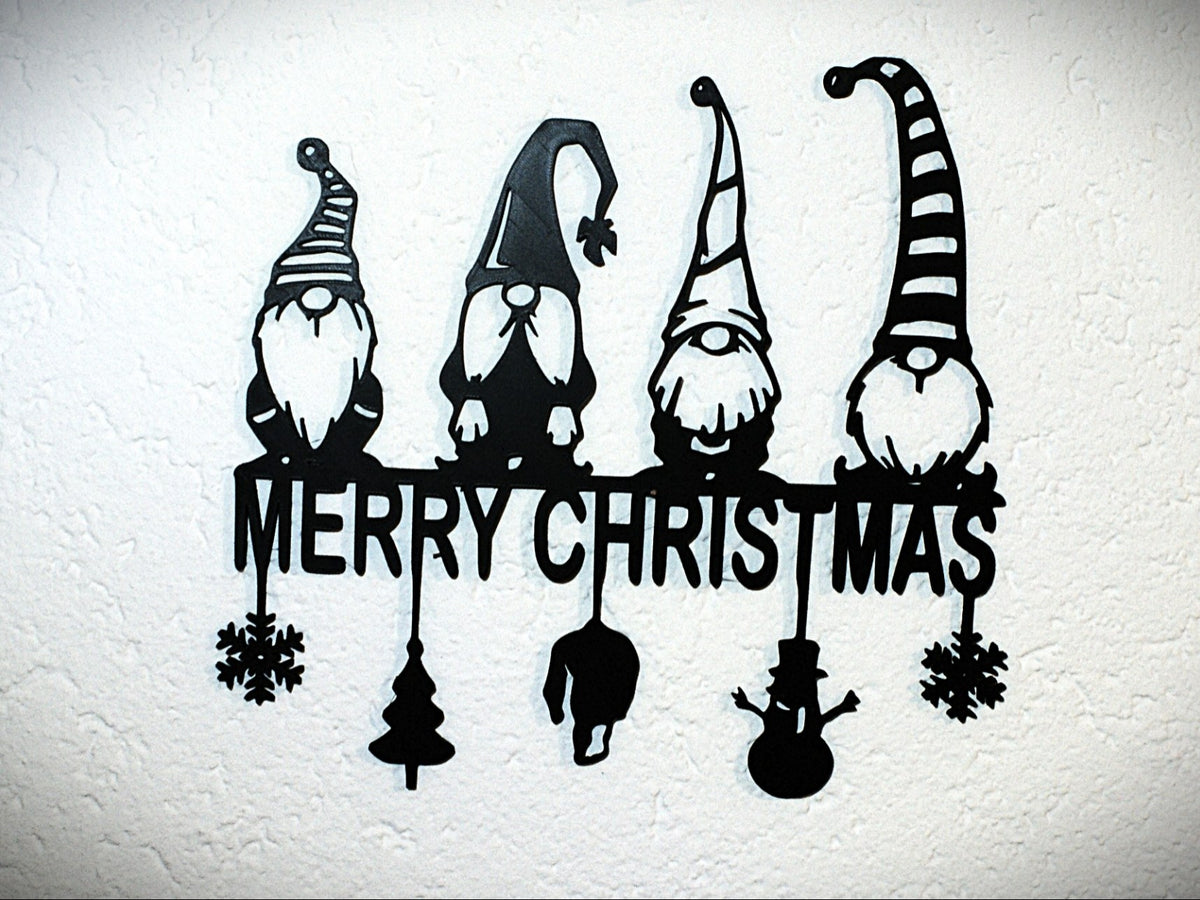 Wanddecoratie met 4 kabouters en kerstgroet