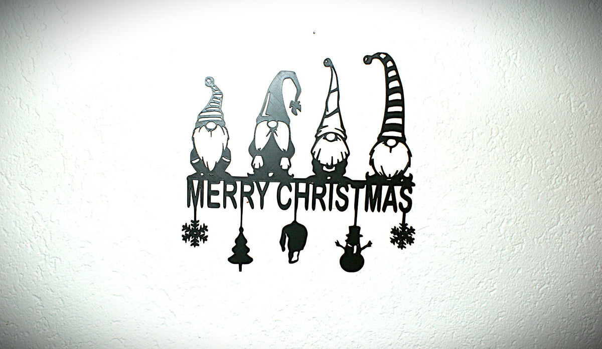 Wanddecoratie met 4 kabouters en kerstgroet