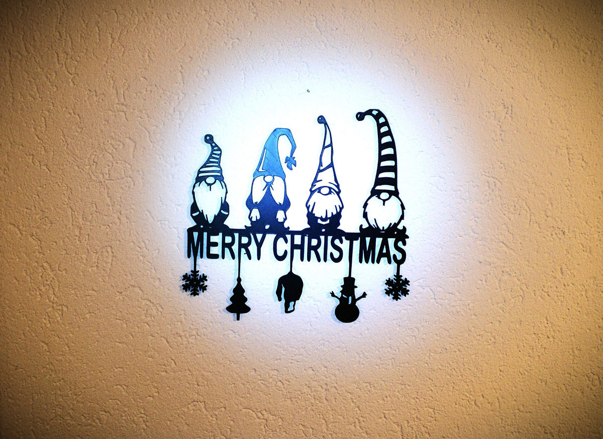 Wanddecoratie met 4 kabouters en kerstgroet
