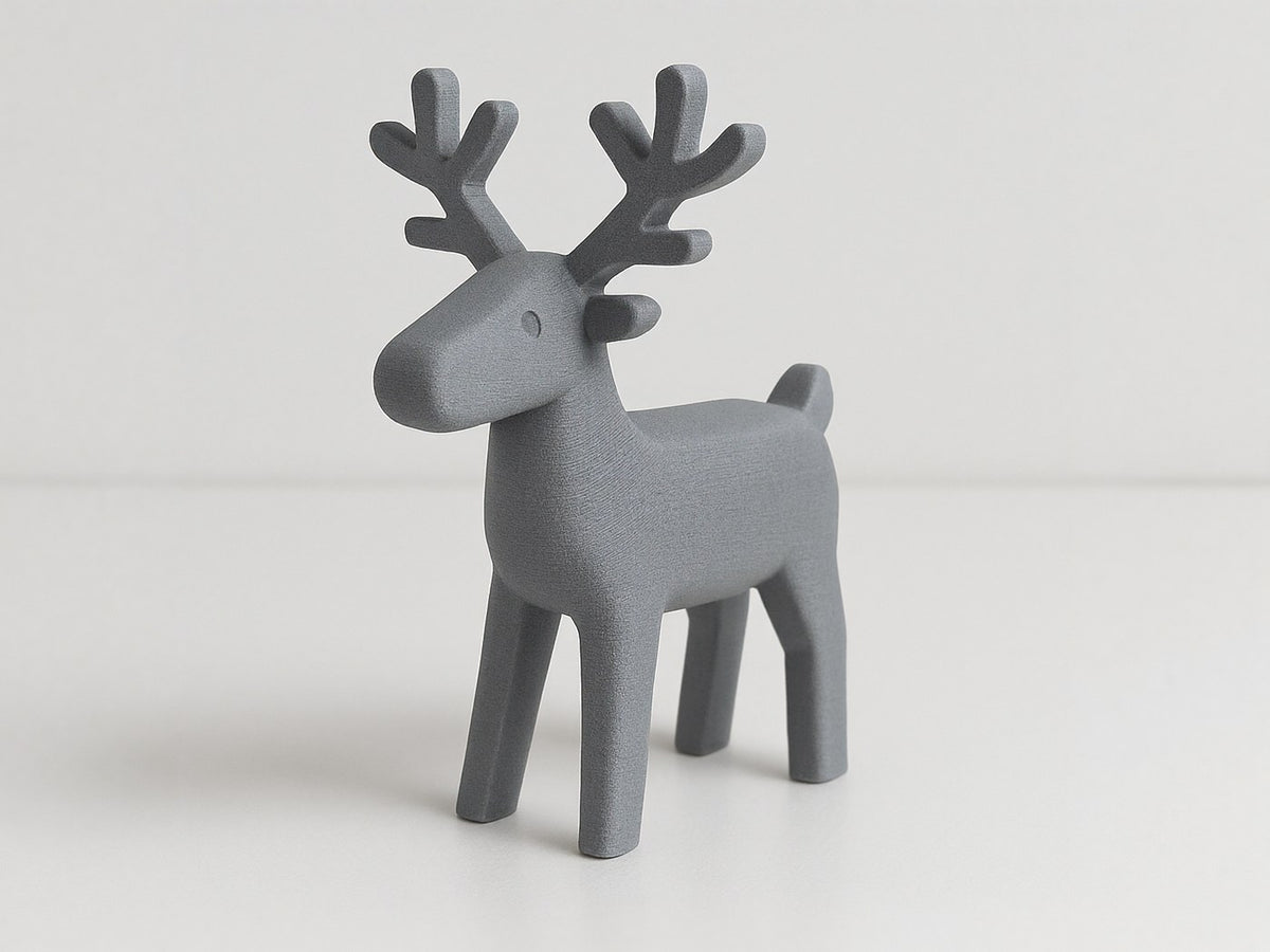 Minimalistisch rendierfiguurtje met strakke lijnen