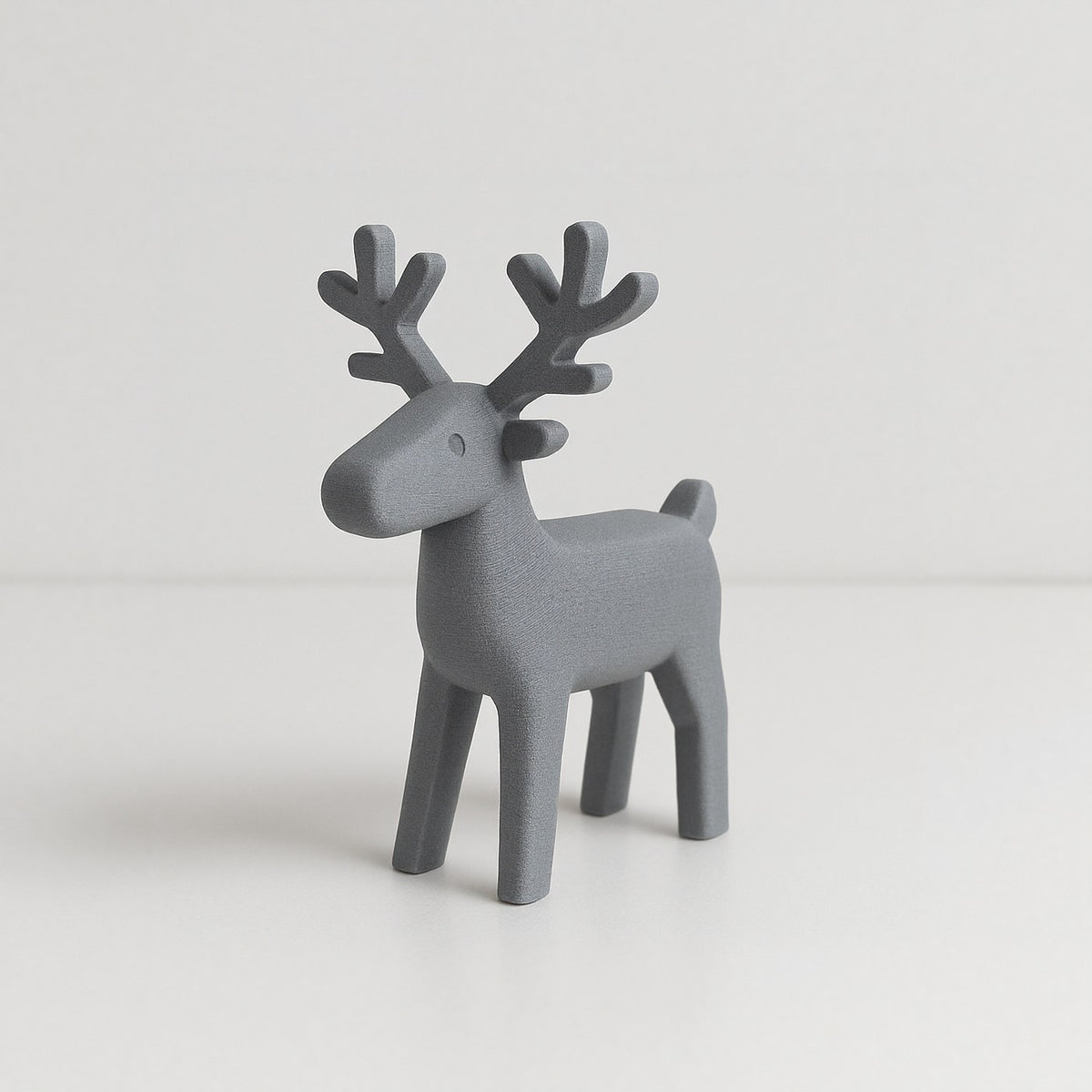 Minimalistisch rendierfiguurtje met strakke lijnen