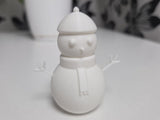 Minimalistisch sneeuwpopfiguurtje met een glimlach