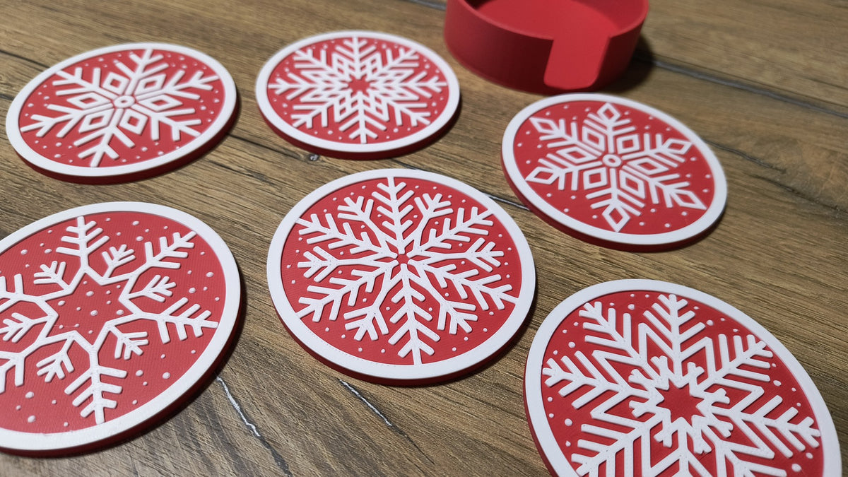 Onderzetters met sneeuwvlokken voor kerst – 6 motieven