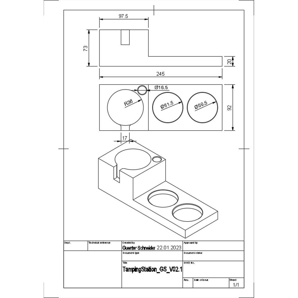 Tampstation voor ECM Synchronika E61 – 58,5 mm