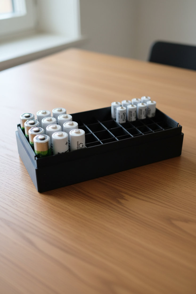 Opbergbox voor AA- en AAA-batterijen – biedt plaats aan 44 batterijen